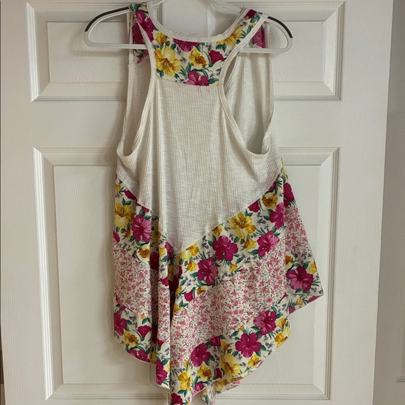 POL Floral Patchwork Tank Top in White, Pink, Yellow - Picture 2 of 2